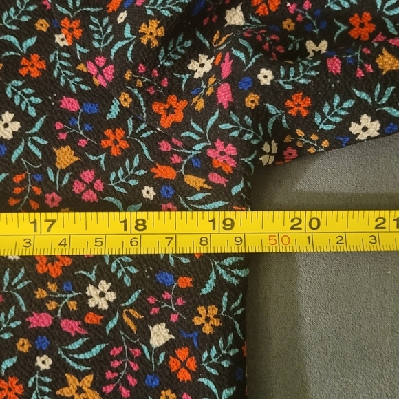 Molly Bracken Ditzy Floral Print  Shift Mini Dress Bell Sleeve Back Neck Tie M - Picture 13 of 15